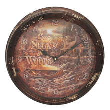 Load image into Gallery viewer, Cabin Scene Metal Clock 15"