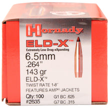 Load image into Gallery viewer, 6.5mm .264 143gr Eld-x -100