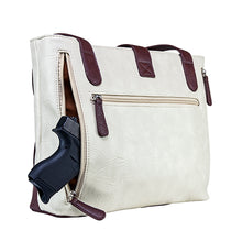 Load image into Gallery viewer, Concealed Carry Shldr Bag-off Wht-brgundy