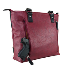 Load image into Gallery viewer, Concealed Carry Satchel Sm- Blk W-brgundy