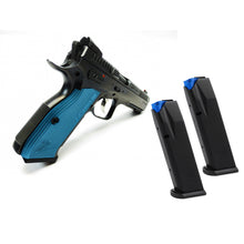 Load image into Gallery viewer, Cz Shadow 2,9mm,black Polycoat,blue Grips