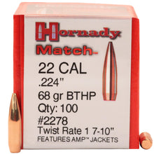 Load image into Gallery viewer, 22 Cal .224 68gr Bthp Match -100